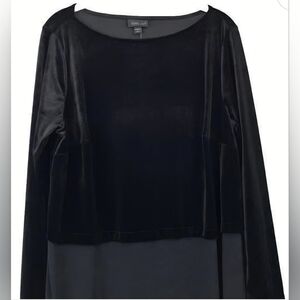 NWOT Womens Size XL J.Jill Wearever Tunic Black Long Sleeve Velvet Top Side Slit